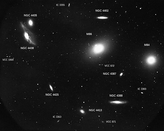 Kitt Peak 4-meter photo of M84/M86 region