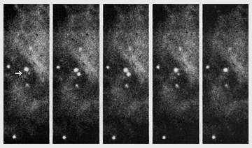 Crab Nebula pulsar visual photo sequence