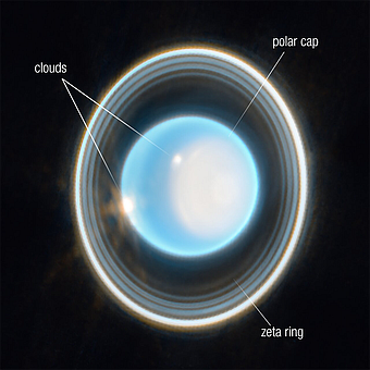 Uranus in the near-IR,
 JWST photo